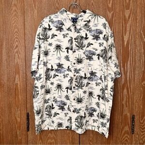 High Sierra Men's Linen Blend Vacation Short Sleeve Casual Button Down Shirt Lg